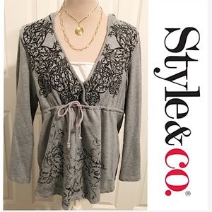 Style & Co Jeans, Grey & Black Hoodie Sweat Shirt